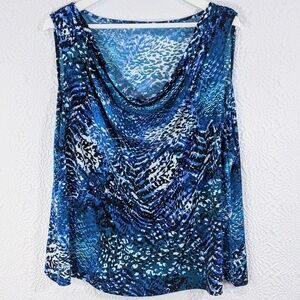 Calvin Klein Draped Neck Graphic Sleeveless Shell